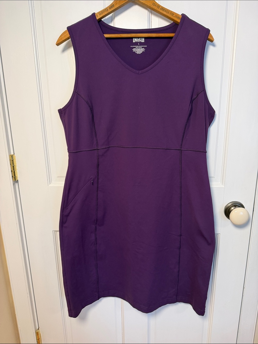 Duluth Trading Co Purple V-Neck Sleeveless Dress Size L